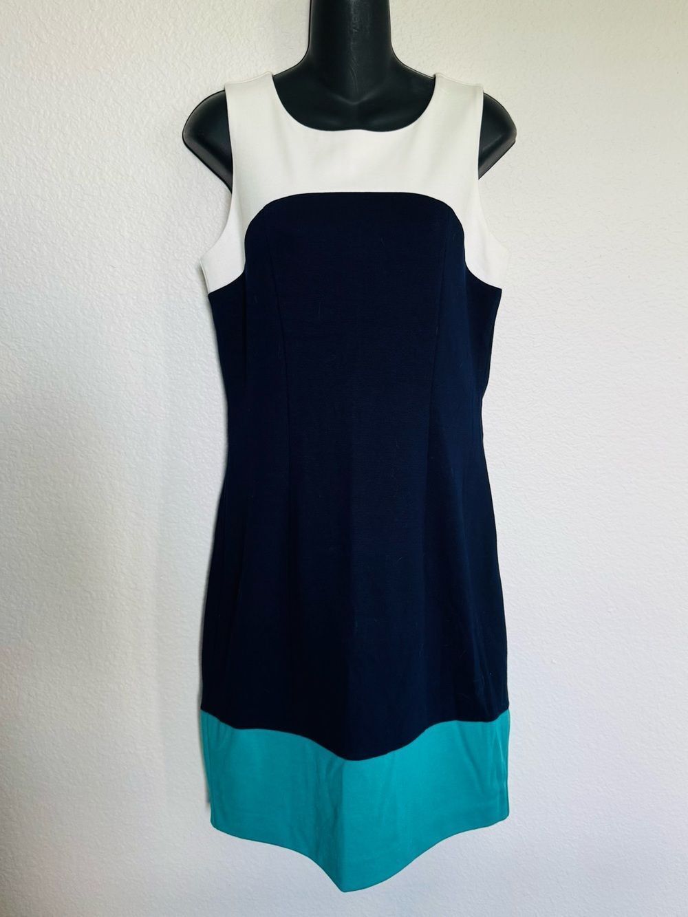 Banana Republic Aqua Navy Blue Fitted Cocktail Dress 6